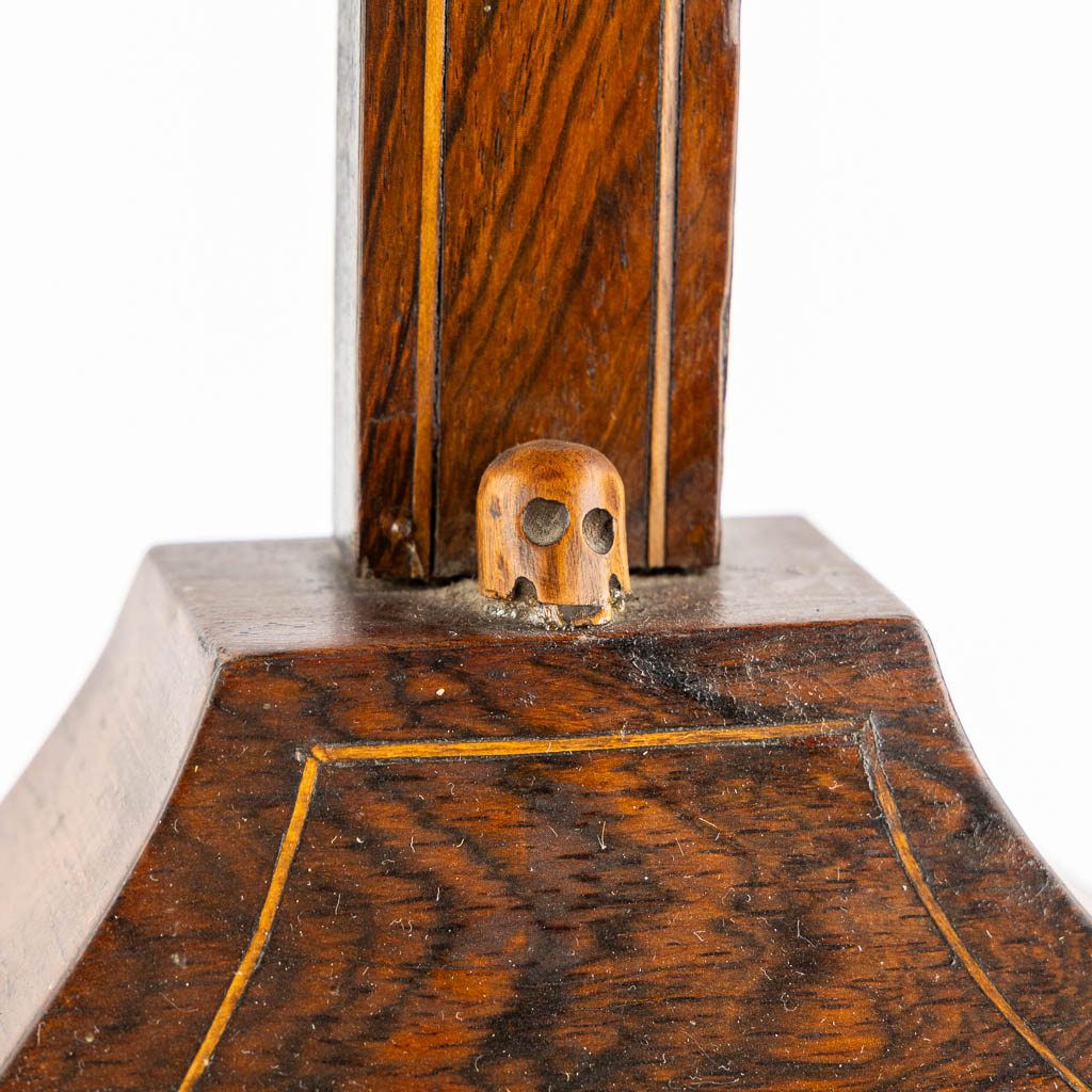 A crucifix with a chapel, mahogany. 19th C. (L:12 x W:24 x H:70 cm)