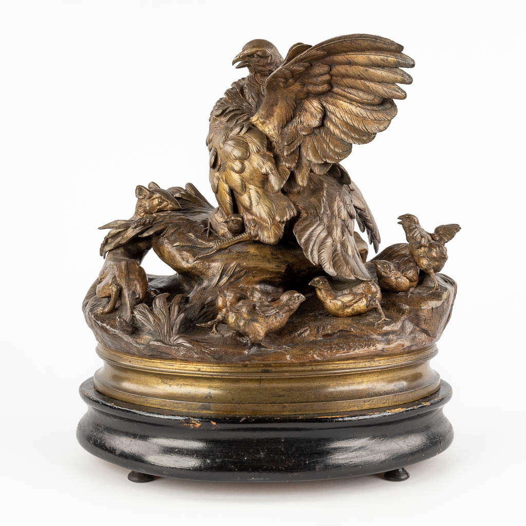 Alphonse ARSON (1822-1895) 'Gevecht' gepatineerd brons. 1867. (D:24 x W:34 x H:38 cm)
