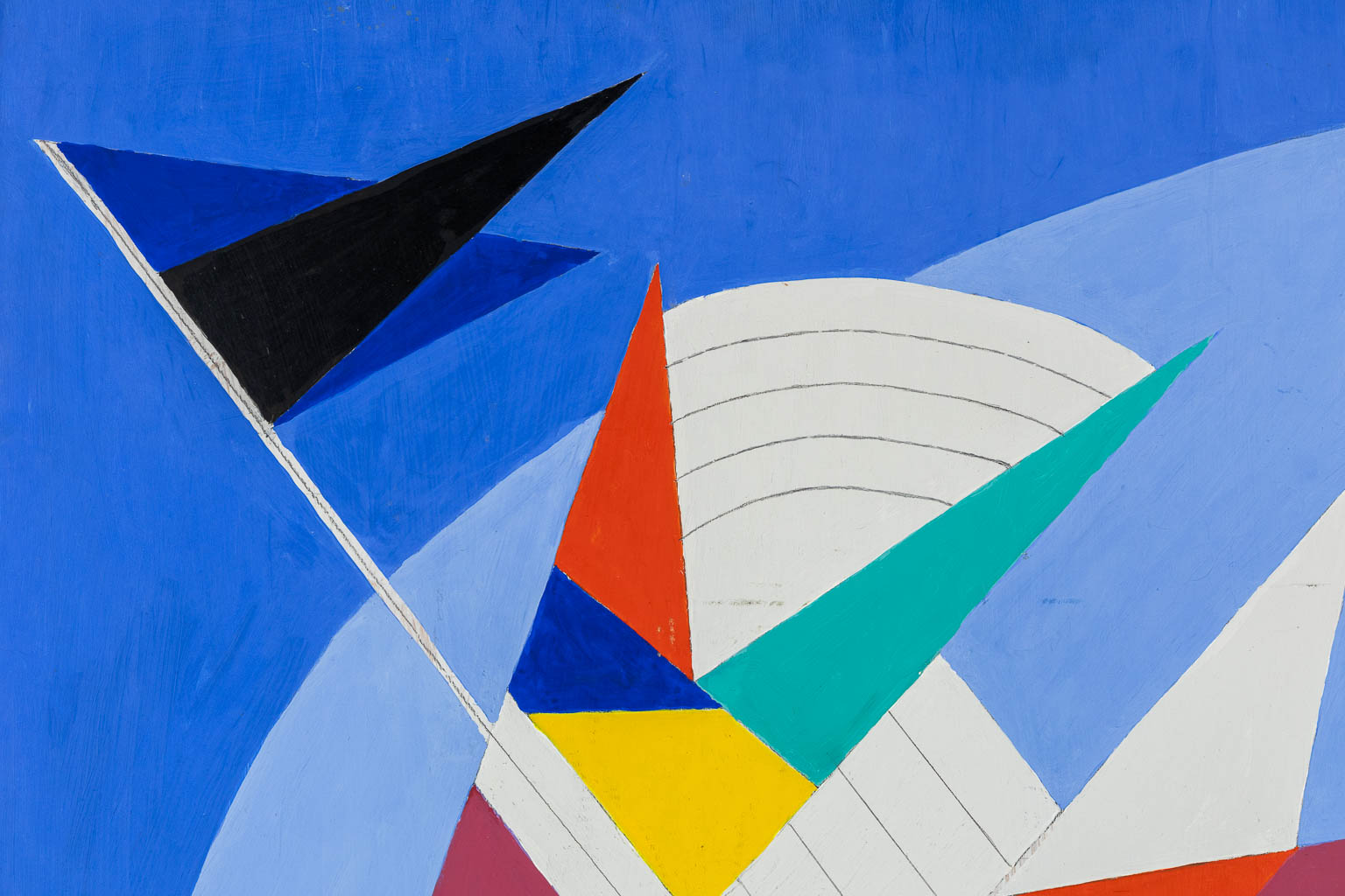 Jozef MEES (1898-1987) 'Abstracte Compositie' olie op board. 1981.