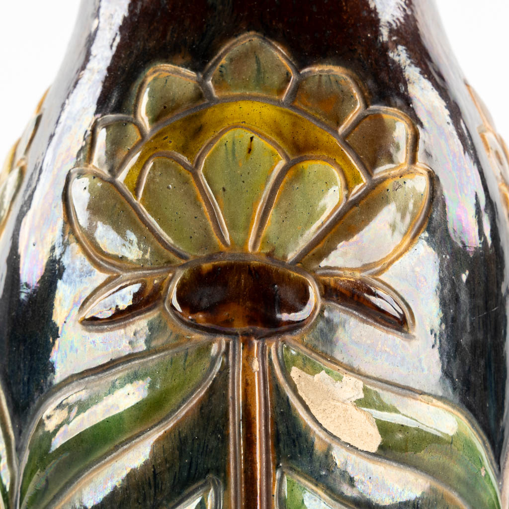 Flemish Earthenware, a large vase, Art Nouveau. (H:61,5 x D:22 cm)
