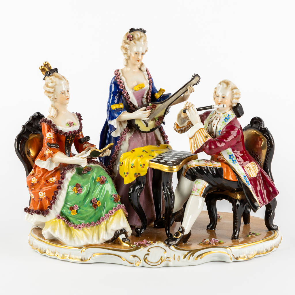 Ludwigsburg, a musical group. Polychrome porcelain. (L:17 x W:25 x H:21 cm)