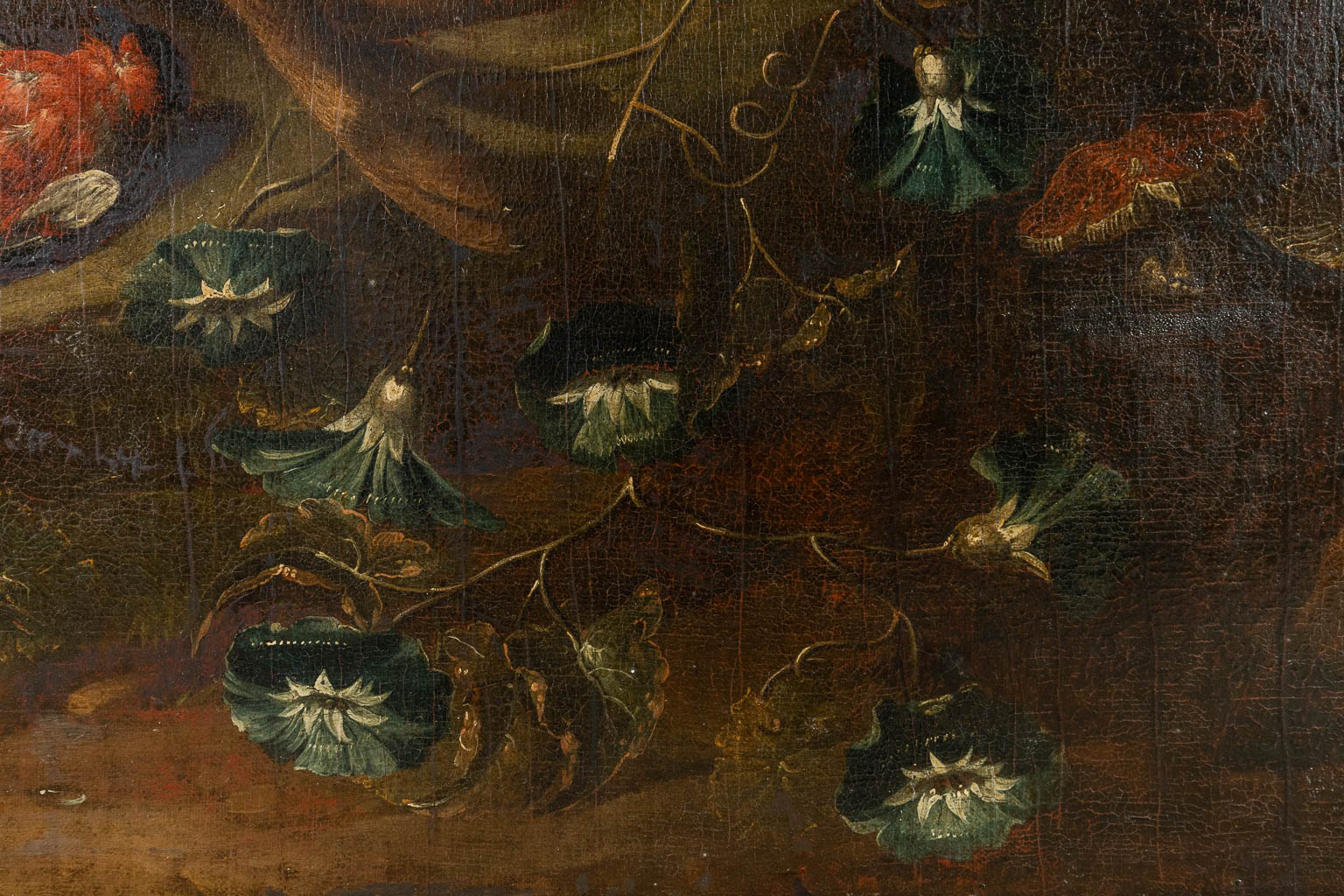 Omegving van Johann Georg DE HAMILTON (1672-1737) 'Nature Morte' olie op doek (W:165 x H:135 cm)