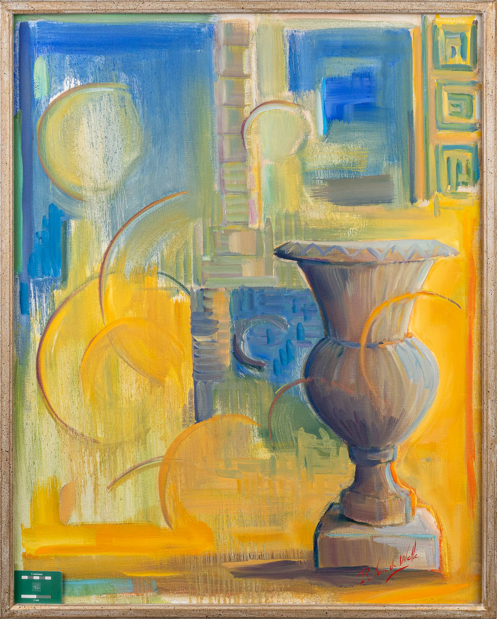 Rik VAN DE WALLE (XX) 'Garden vase' a painting, oil on canvas. Around 2000. (80 x 100 cm)
