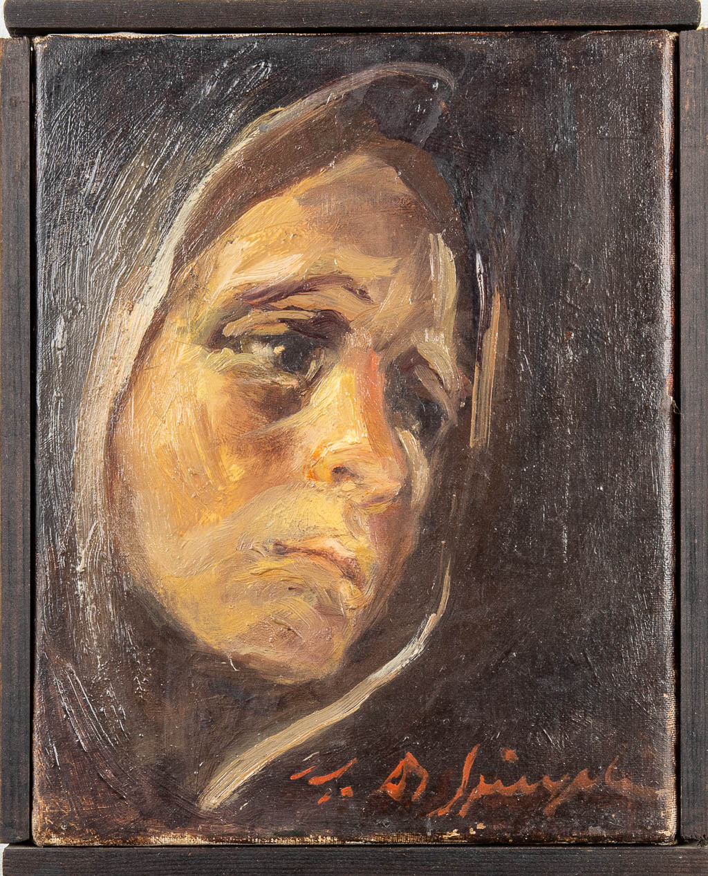 Marthe DE SPIEGELEIR (1897-1991) Een collectie van 3 portretten, olie op doek en paneel. (20 x 30 cm)