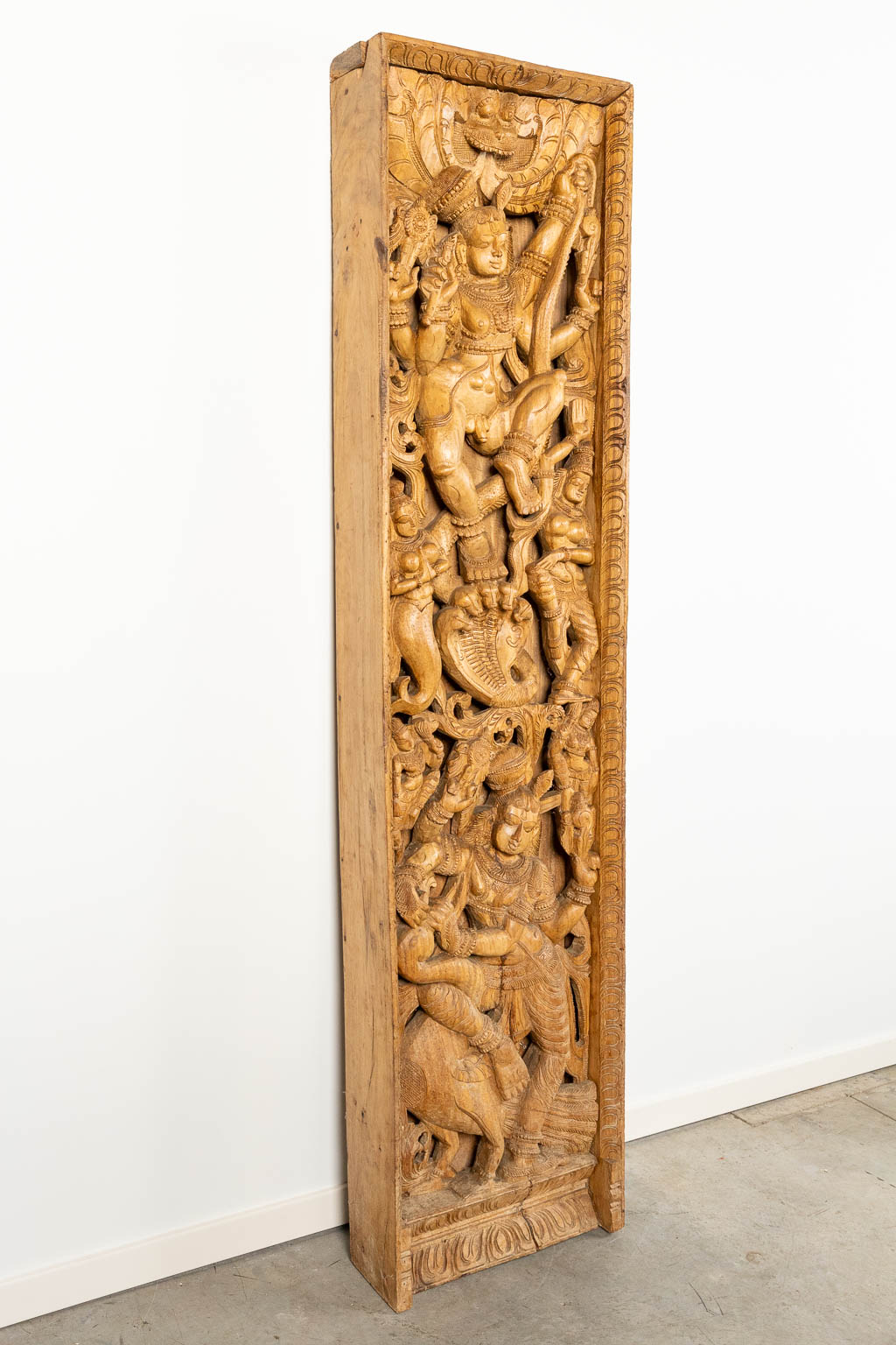 A large Balinese wood sculpture. 