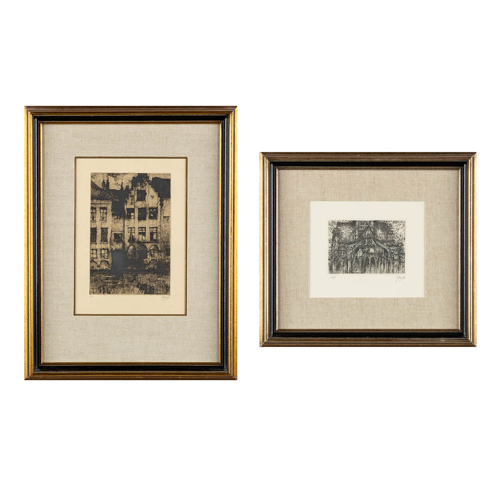 Jules DE BRUYCKER (1870-1945) 'Two etchings'. (W:15,8 x H:24 cm)