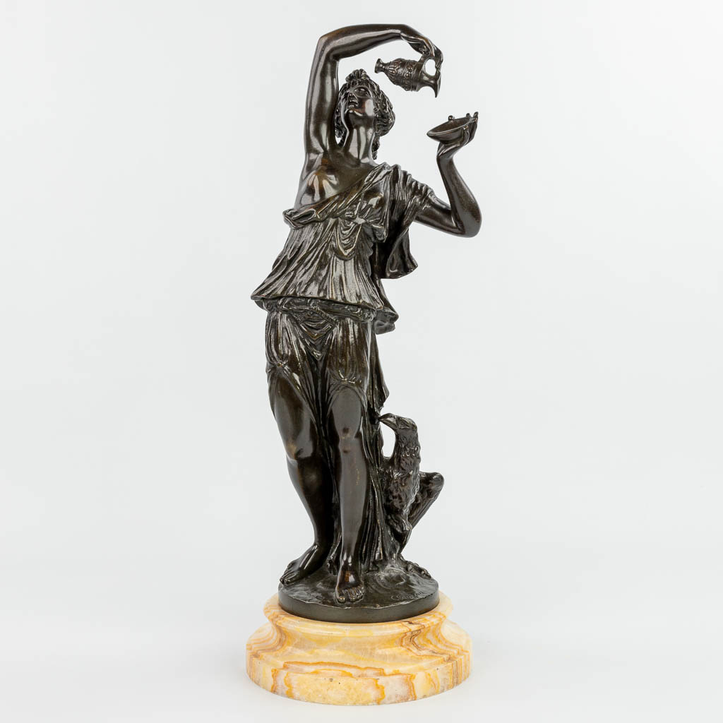 CLODION (1738-1814) 'Bacchante' een bronzen beeld, postume geut. (H:52cm)