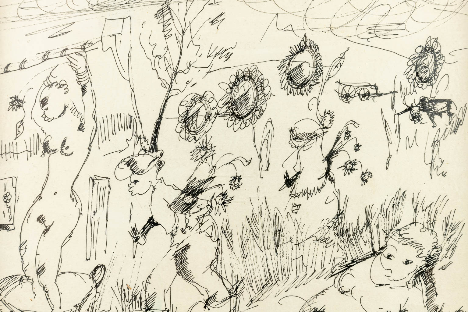 Frans CLAERHOUT (1919-2006) 'Twee pentekeningen' (23 x 25 cm)