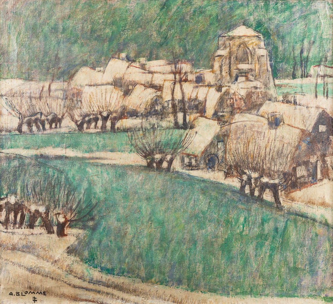 Alfons BLOMME (1889-1979) 'Zicht op Lisseweghe' olie op doek.  (W:79,5 x H:72 cm)