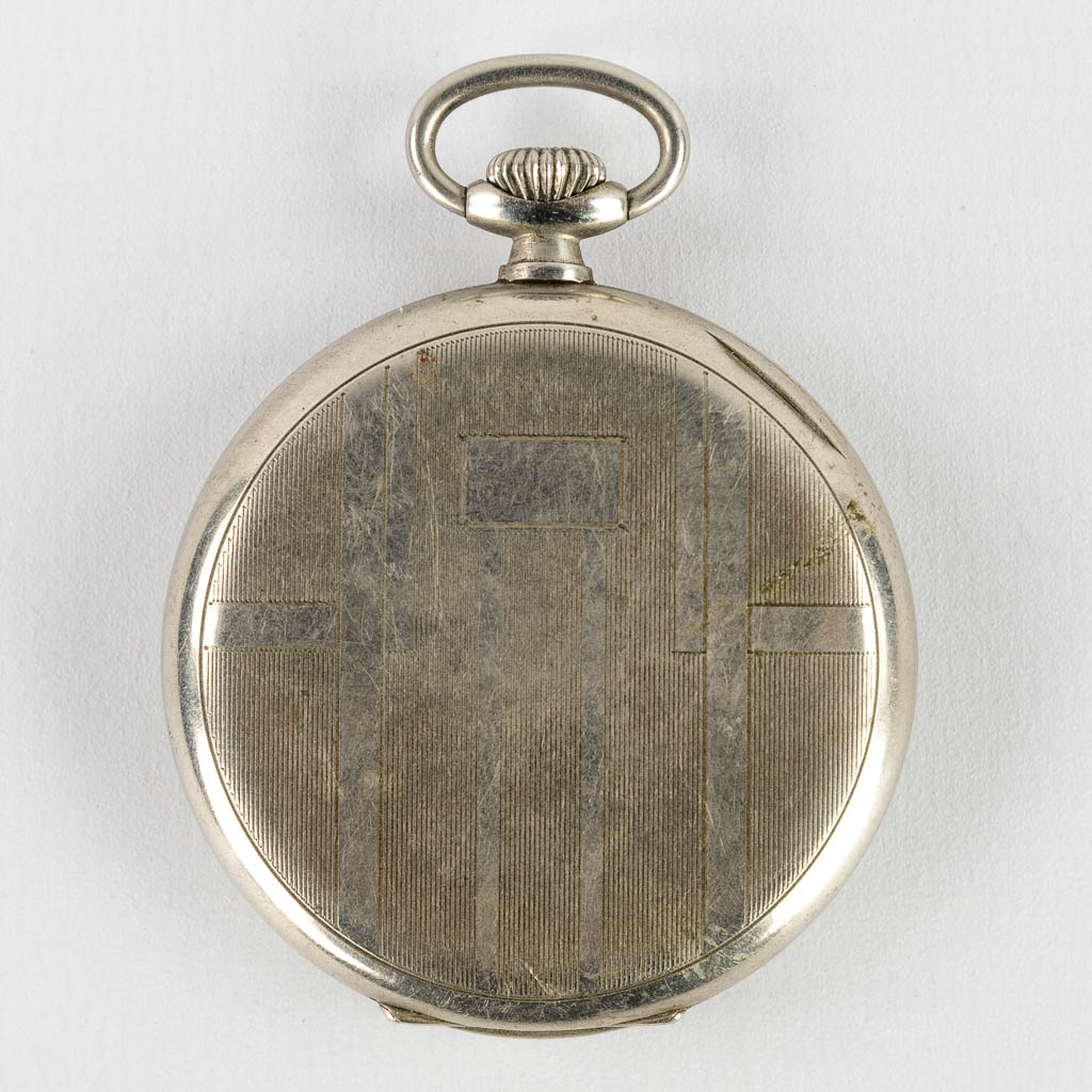 Omega, a pocket watch with stainless steel case. 20th C. (W:4,7 cm)