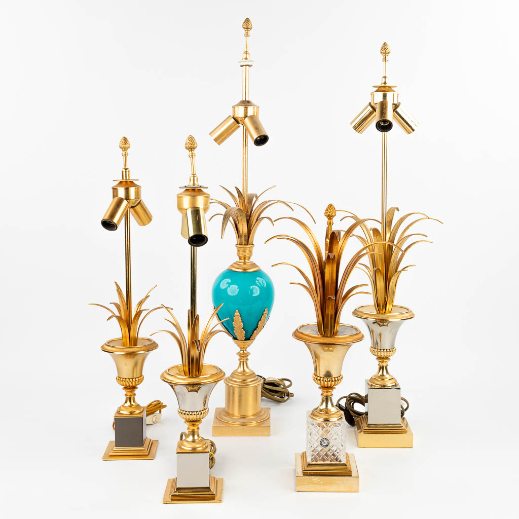 A collection of 5 table lamps in Hollywood Regency style. (H:79cm)
