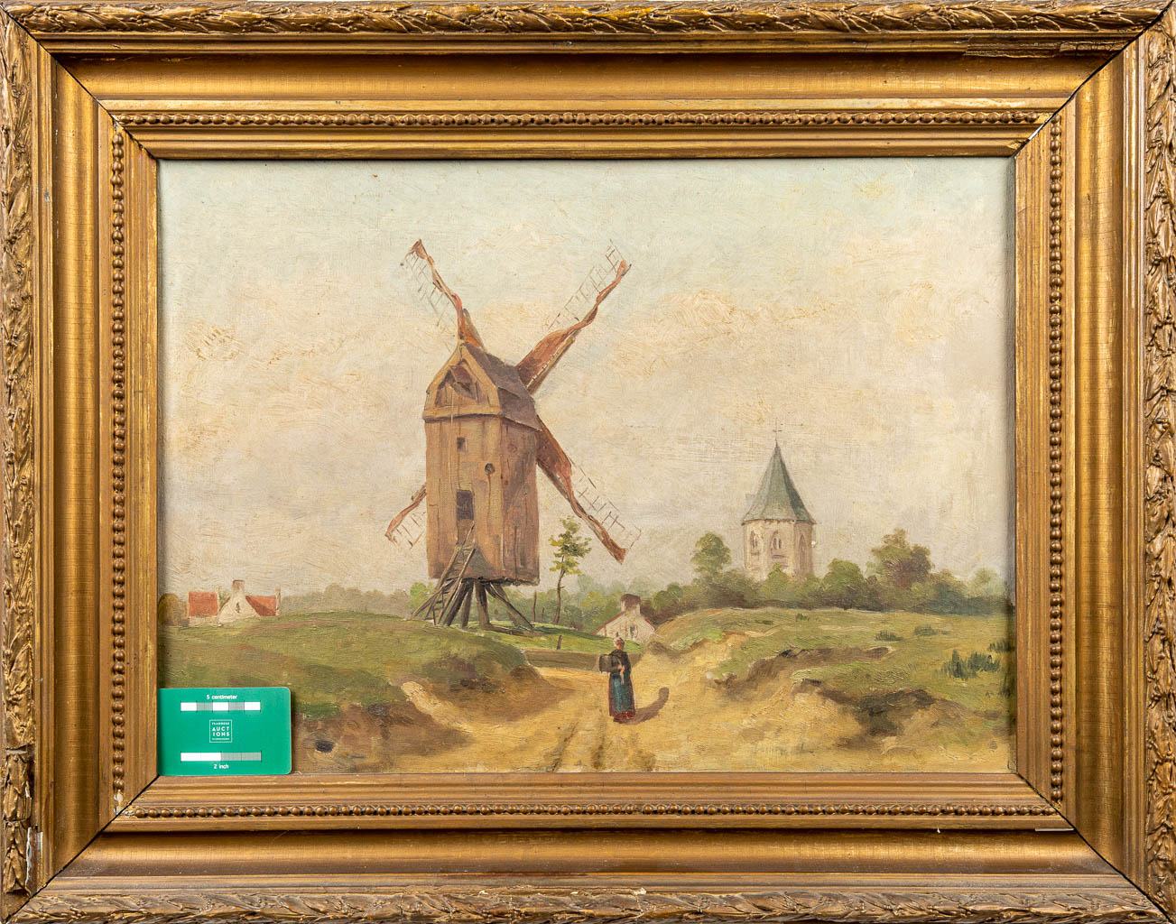 Emmanuel VIERIN (1869-1954) 'Landschap met molen' 1889. Een schilderij, olie op doek. (55 x 40 cm)