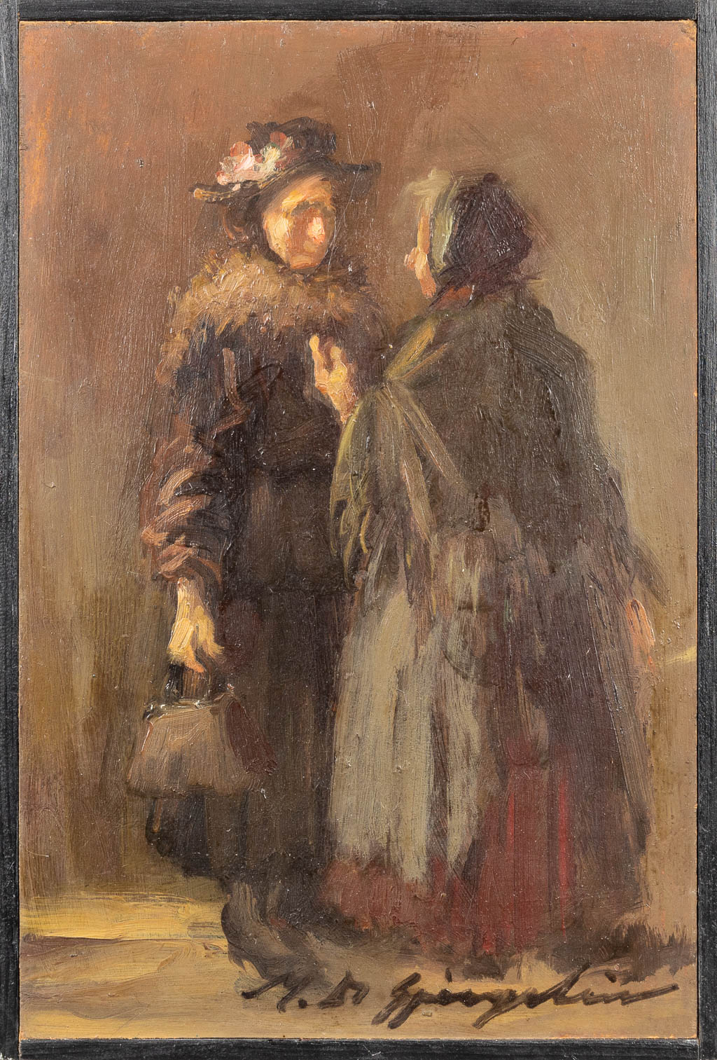 Marthe DE SPIEGELEIR (1897-1991) Een collectie van 4 schilderijen, portretten en een koppel. Olie op paneel. (20 x 30 cm)