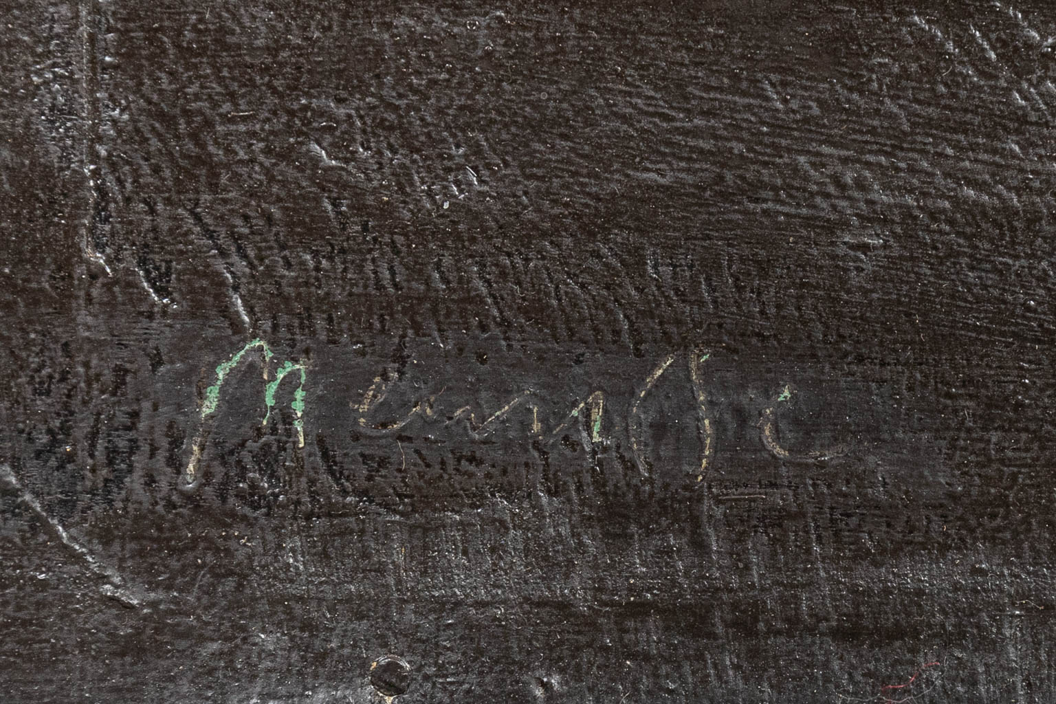 Gesigneerd 'MEURISSE (XX)' een grote mixed media op paneel. (175 x 95 cm)