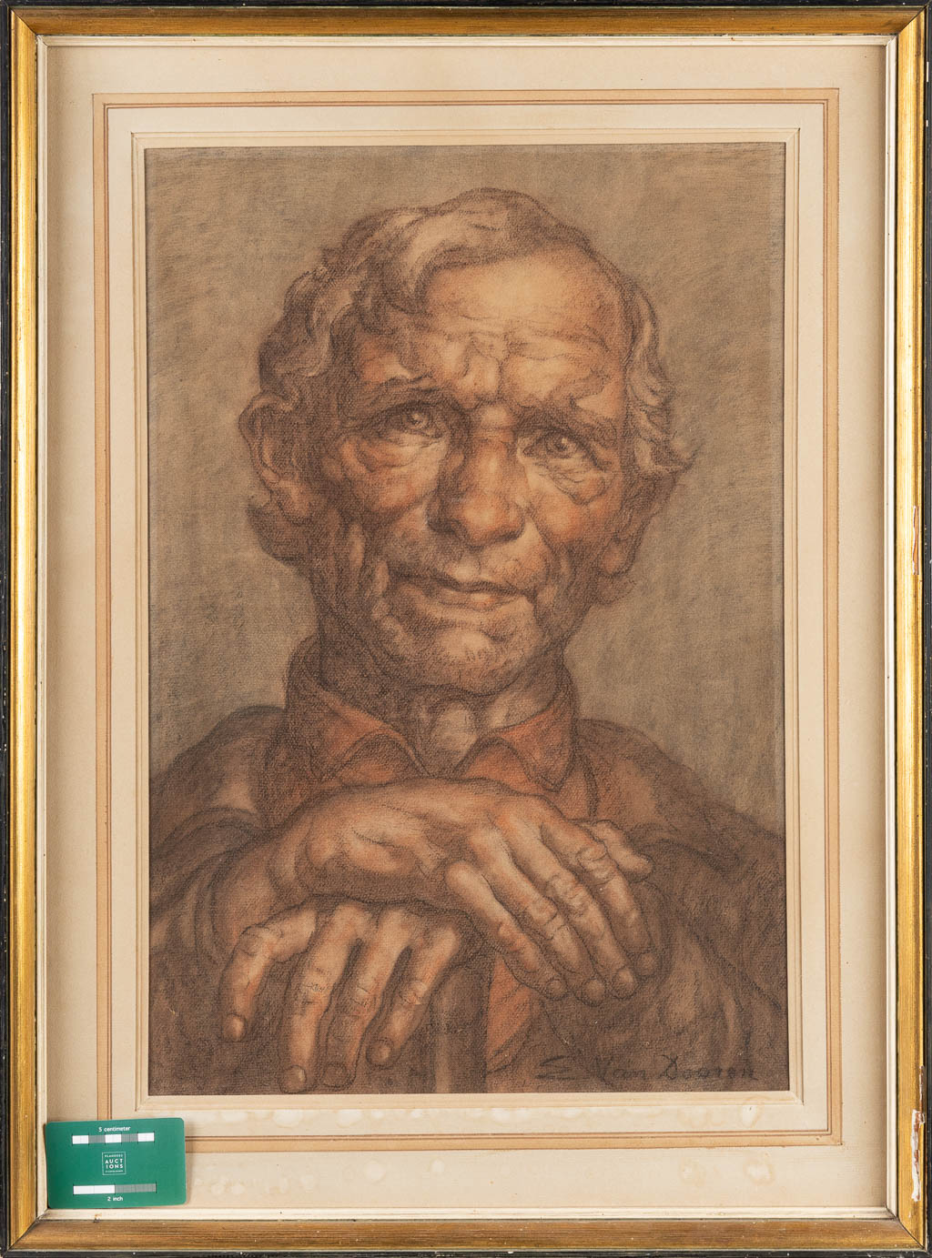 Edmond VAN DOOREN (1896-1965) 'Portret van een man' Gouache op papier. (40 x 60 cm)