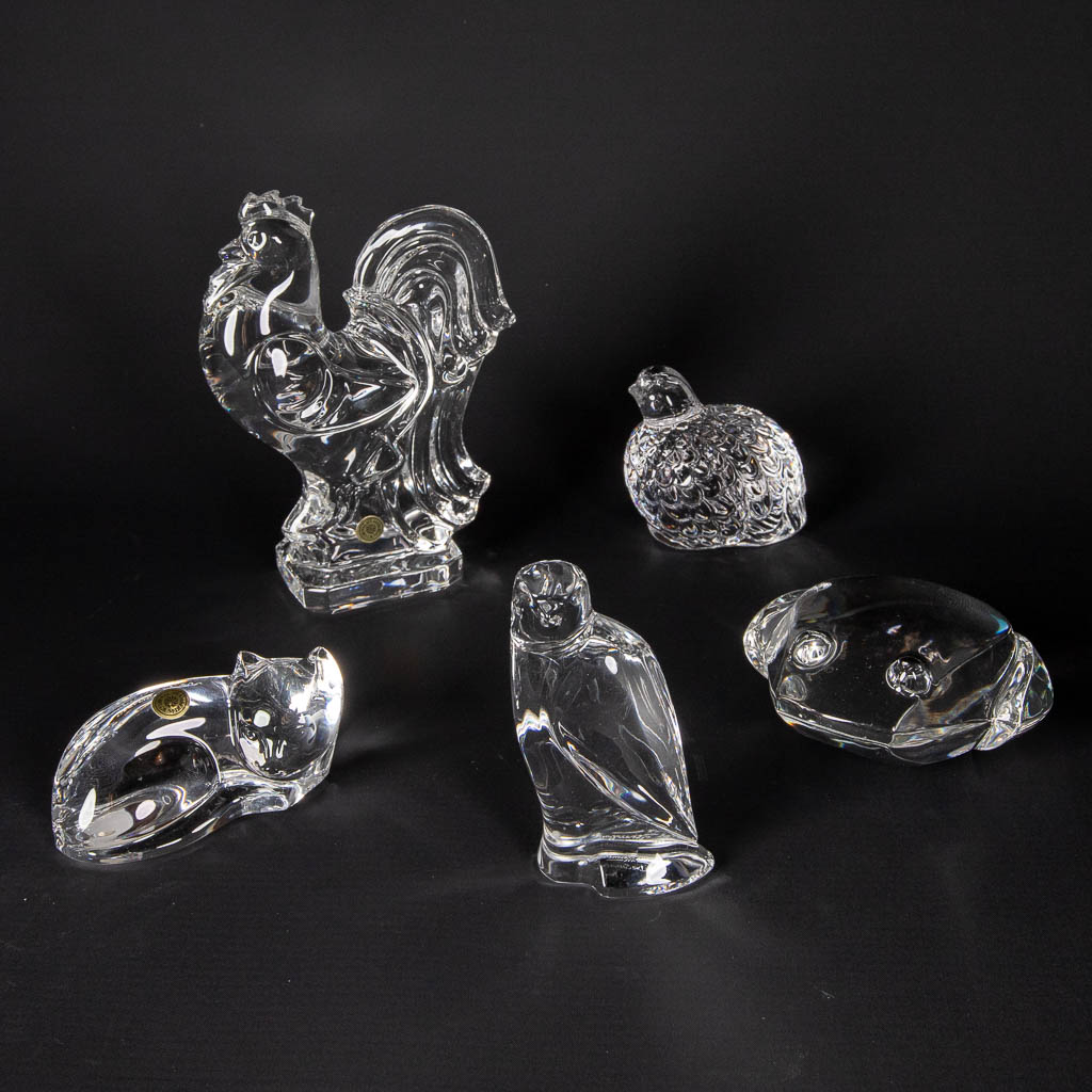 Val Saint Lambert, a set of 5 figurines in the shape of animals. (H:17 cm)