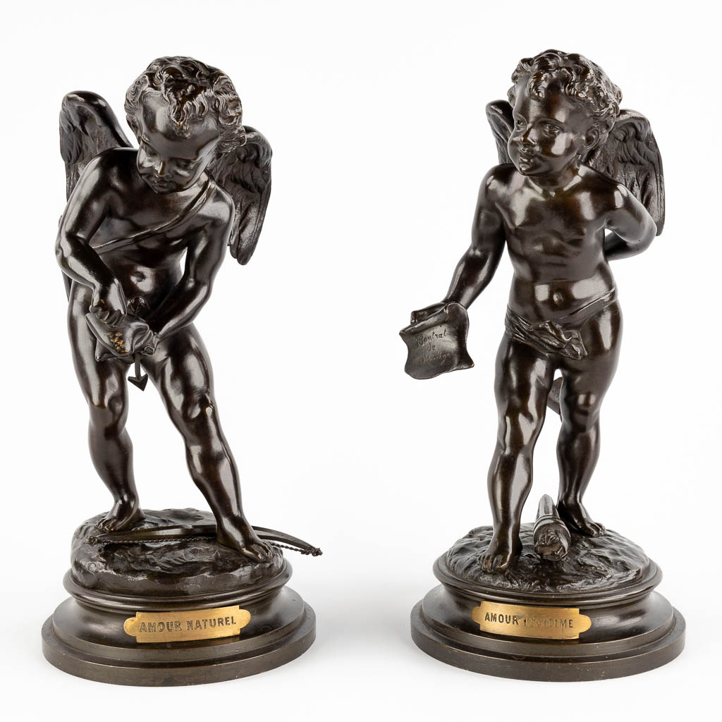 Edouard DROUOT (1859-1945) 'Amour Légitime et Amour Naturel' patinated bronze. (H:34 x D:16,5 cm)