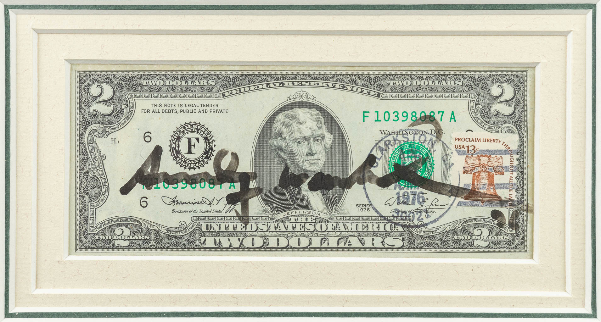 Andy WARHOL (1928-1987) 'Two dollars' (c.1976) (15 x 6cm)