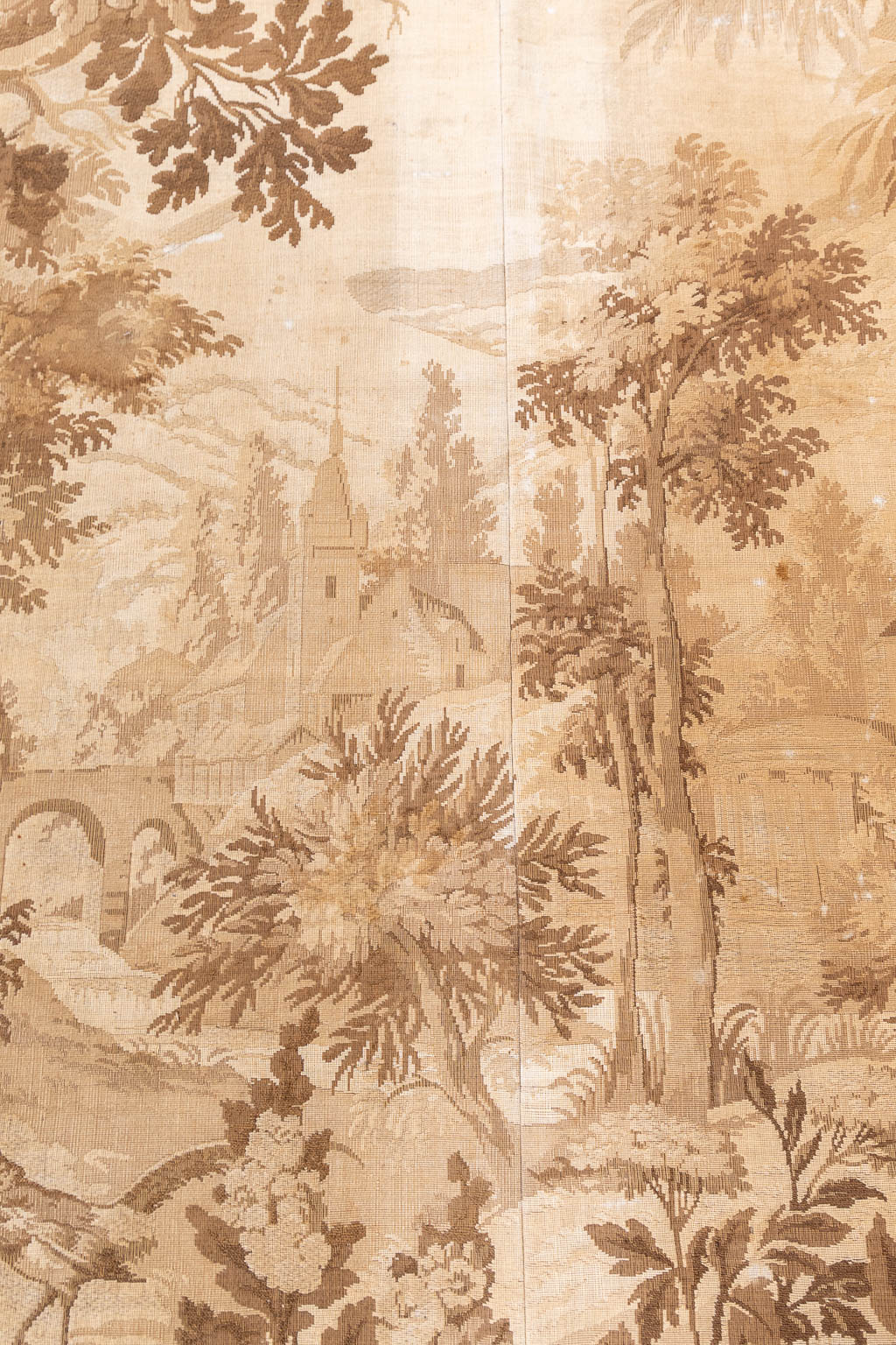 A large tapestry decorated with a landscape and castle. The first half of the 20th C. (W:230 x H:337 cm)