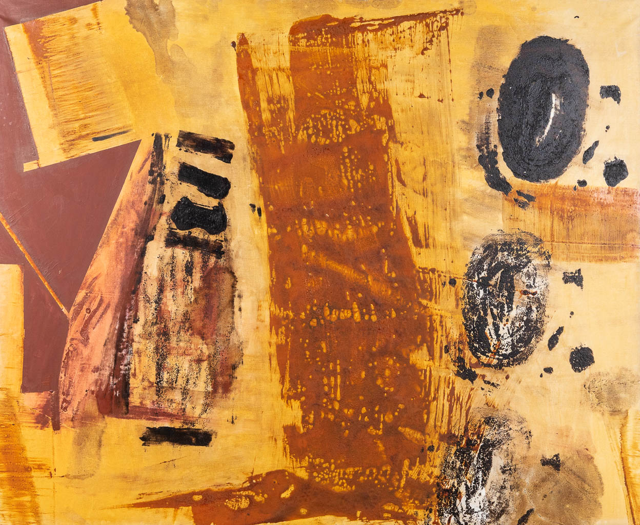 Jean-Luc MOERMAN (1967) 'Maart 1993' een abstract schilderij, olie op doek. (W: 150 x H: 123 cm)