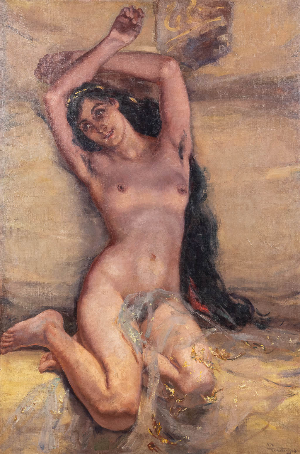 Charles HERMANS (1839-1924) 'Nude' oil on canvas. (W: 97 x H: 145 cm)