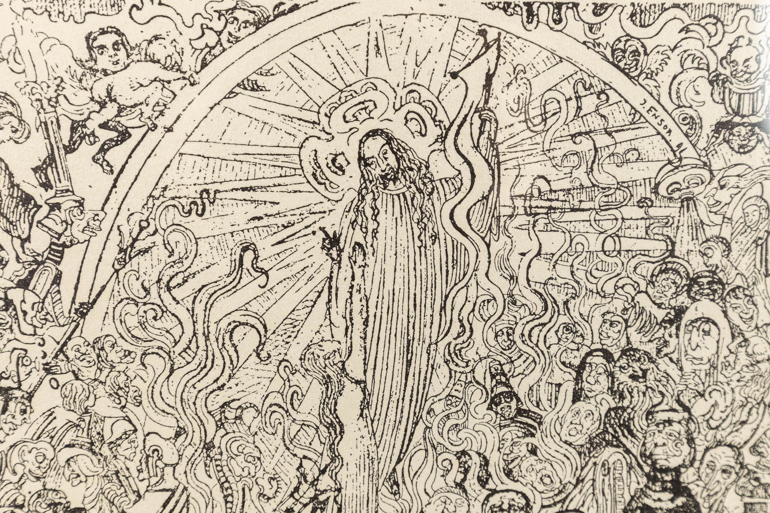 After James ENSOR (1860-1949) 'Le Christ Aux Enfers' a lithograph, 122/500. (23 x 18 cm)