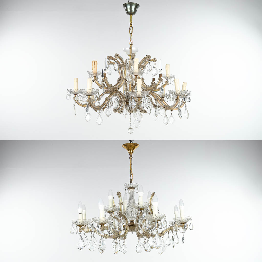 A collection of 2 chandeliers 'Marie Thérèse' made of glass. (H:45cm)