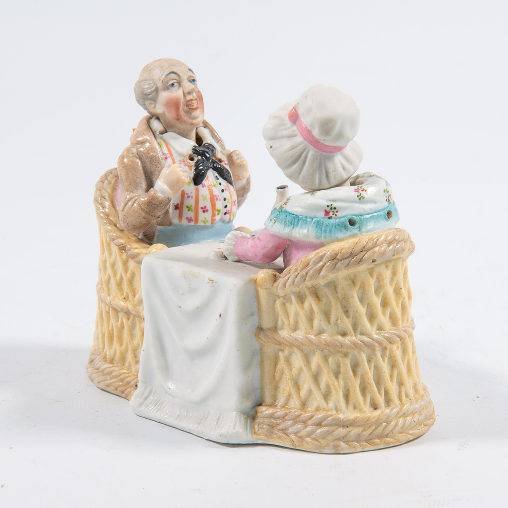  Chelsea Porcelain Group of 2 Nodders Playing a Game