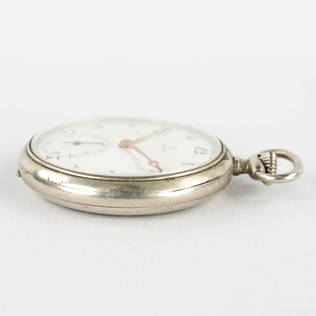 Omega, a pocket watch with stainless steel case. 20th C. (W:4,7 cm)