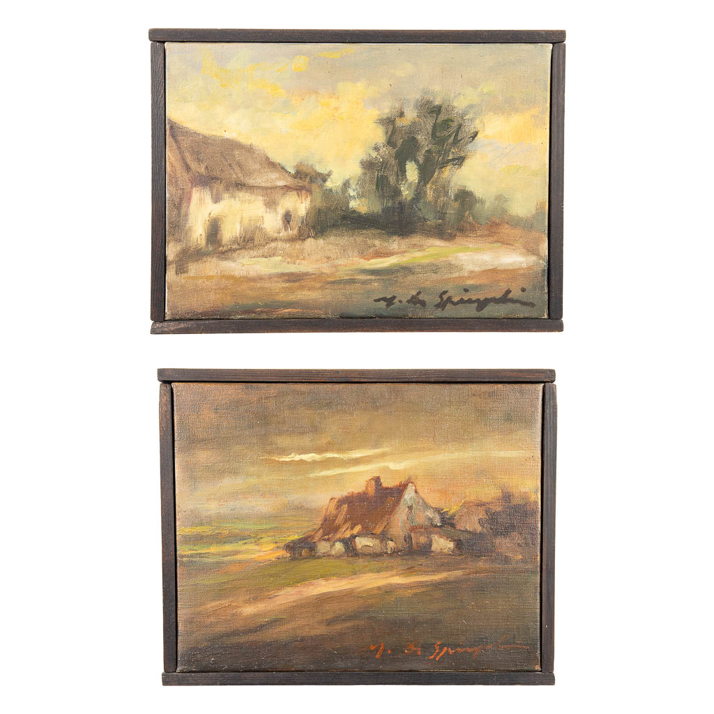 Marthe DE SPIEGELEIR (1897-1991) Een collectie van 2 landschappen, olie op doek. (28 x 20 cm)