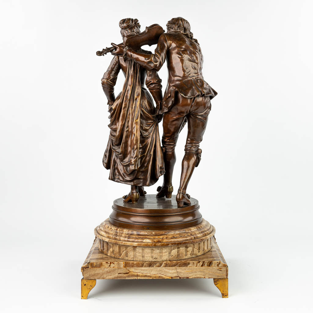 Adrien Etienne GAUDEZ (1845-1902) 'Leçon De Dance' a bronze statue on an onyx base. (H:69cm)