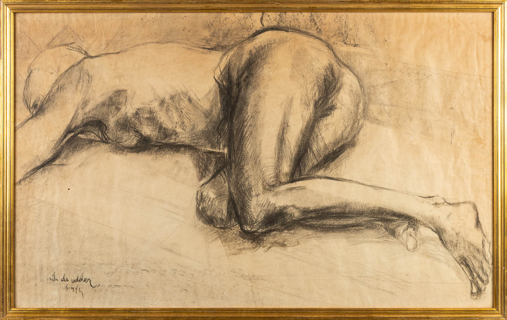 Rik DEVOLDER (XX) 'Naakt' een tekening, potlood op papier. (113 x 72 cm)