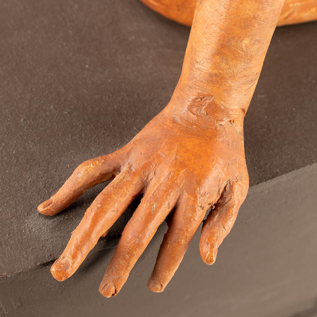 Jan DUMORTIER (XX) 'Seated Lady' terracotta (D:39 x W:26 x H:54 cm)