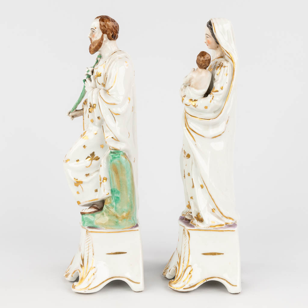 A porcelain figurine of Mary and Joseph, made in Andenne, Belgium. (H: 32 cm)