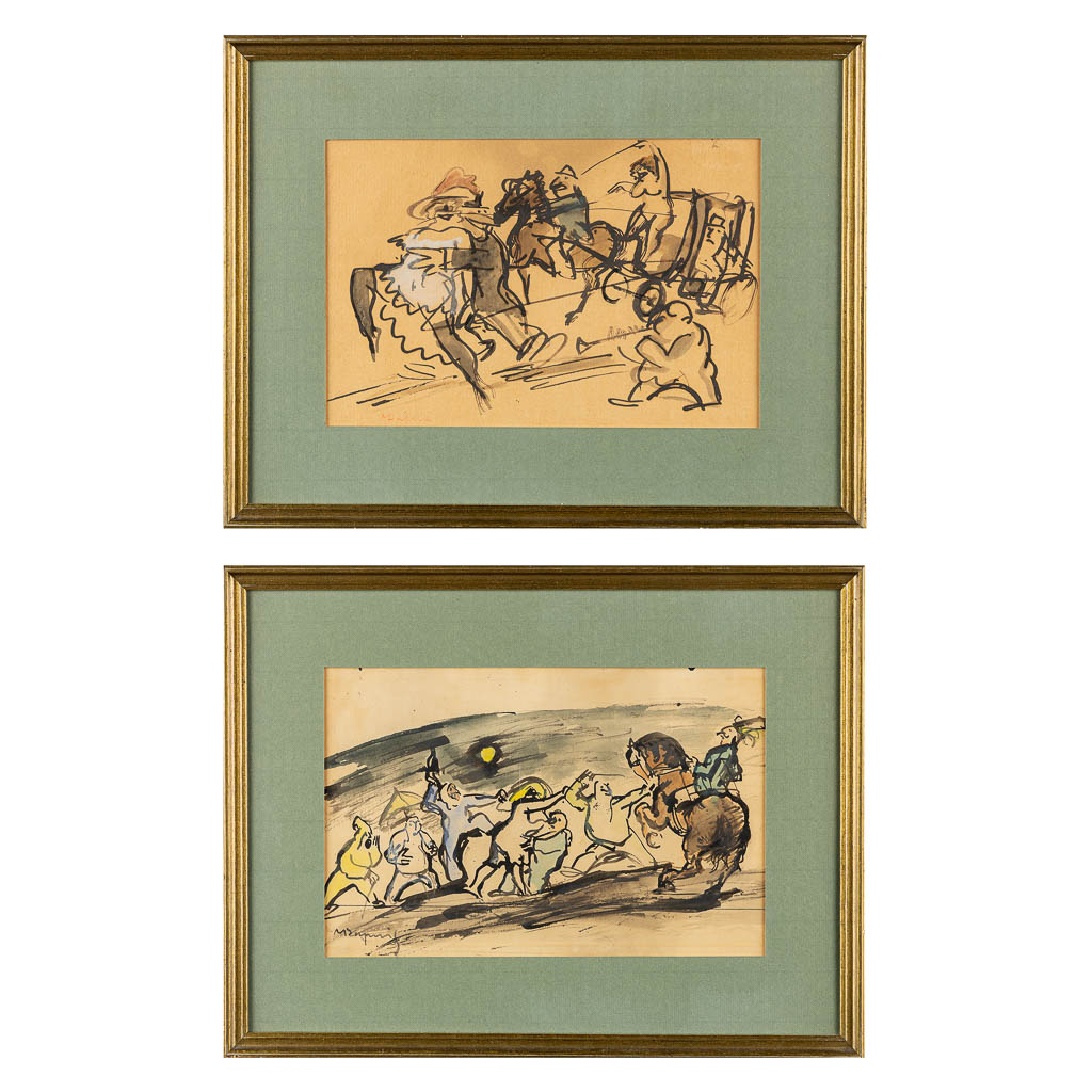 Maurice DUPUIS (1882-1959) 'Twee waterverf tekeningen'. (W:32 x H:21 cm)