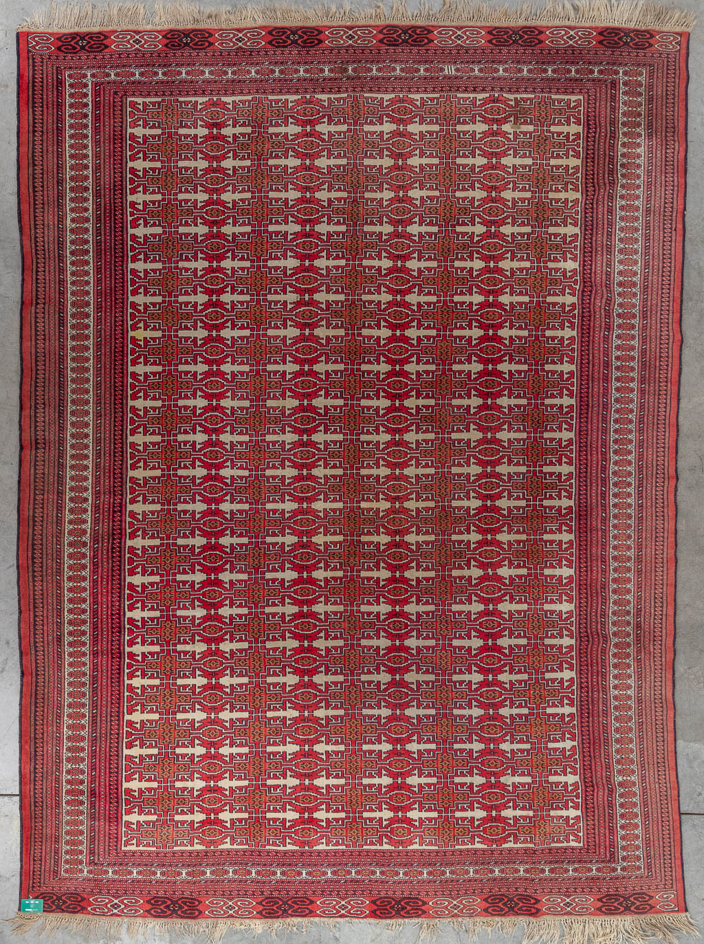 An Oriental hand-made carpet, Teke. (D:353 x W:265 cm)