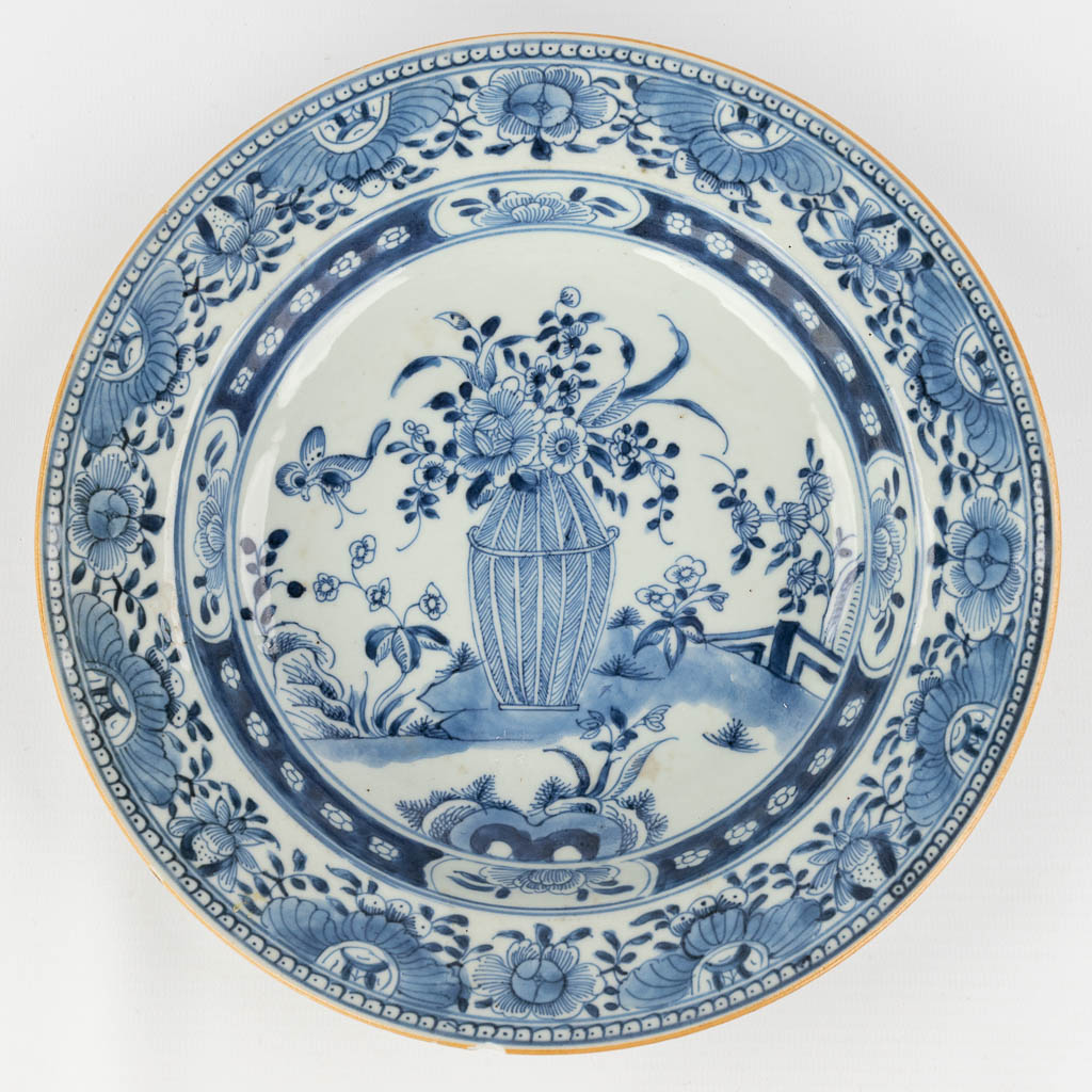 A collection of 10 Chinese porcelain plates with blue-white decor. 19th/20th century. (D: 35 cm)