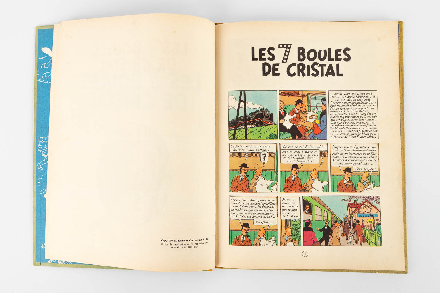 Hergé, Les Avontures De Tintin, Les 7 Boules De Cristal, een strip. 1948. (W:23,5 x H:30,5 cm)