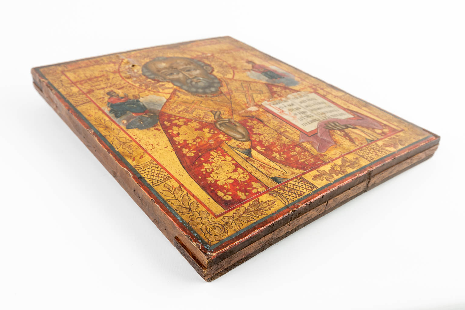 A large Russian icon, with image of Nicholas of Myra. 19th C. (W:38 x H:45 cm)
