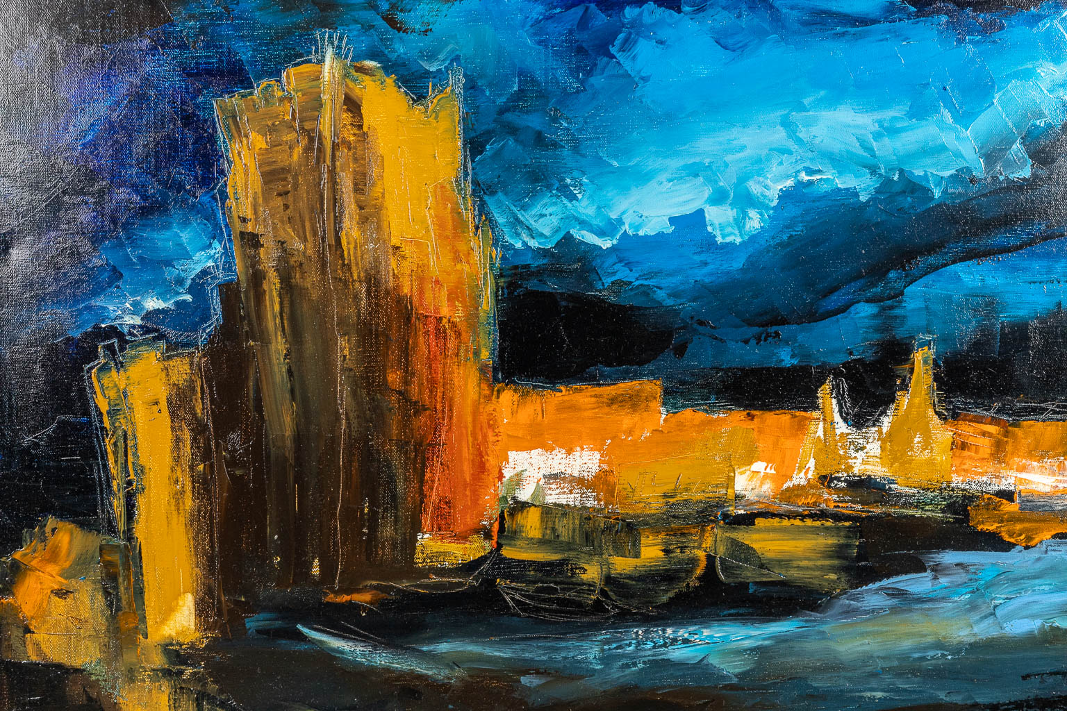 Walter VERBRAECKE (XX) Abstract Village View 'Lisseweghe', dated 1986. (100 x 80 cm)