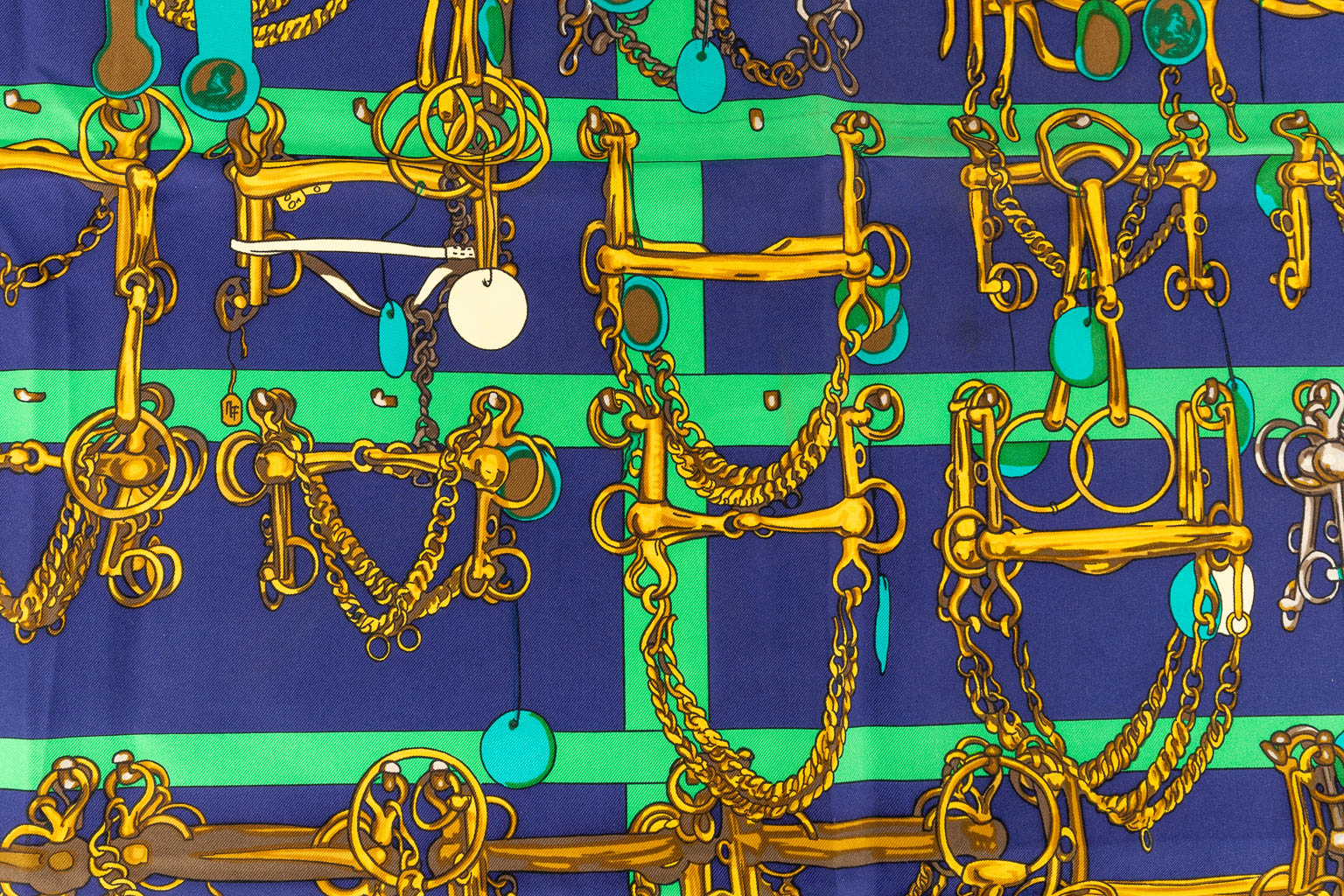 Hermès Paris, a set of 2 silk scarfs. (W:90 x H:90 cm)