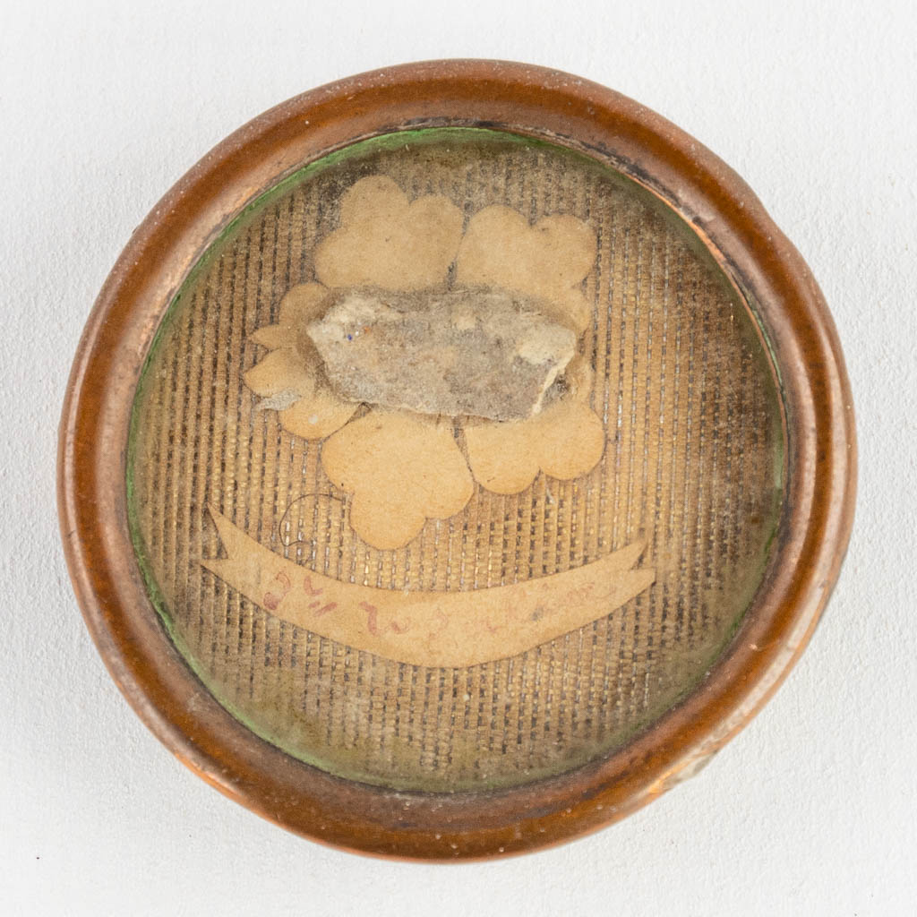 A sealed theca with a relic: Ex Ossibus Sancta Rosalia 