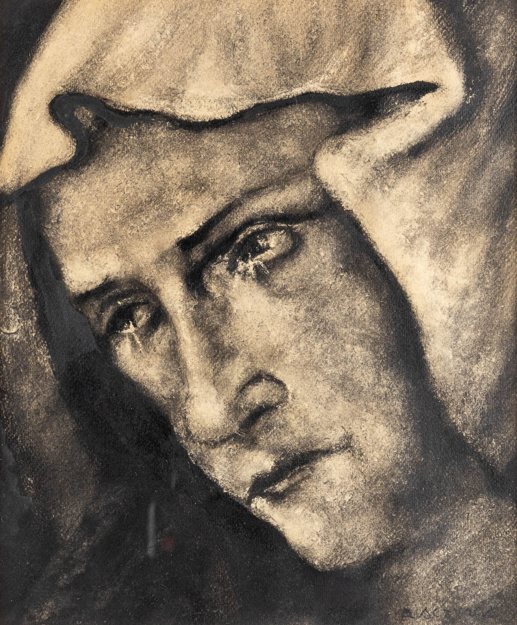 Albert SERVAES (1883-1966) 'Madonna' Gouache on paper. (W:18 x H:23 cm)