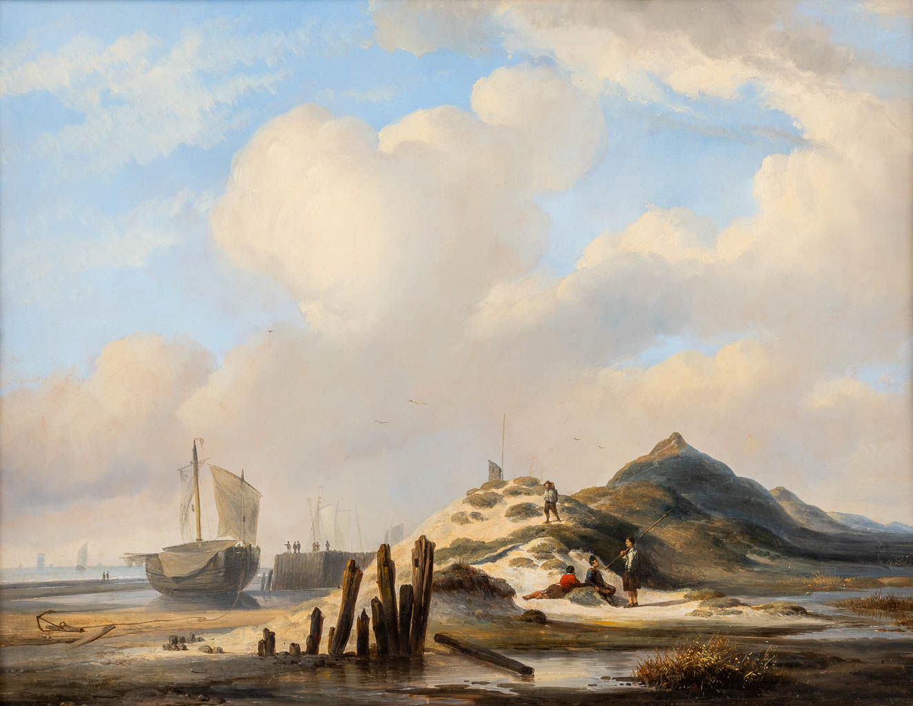 Alexandre FRANCIA (1813/20-1884) 'Marine' olie op paneel. (W:60 x H:46 cm)