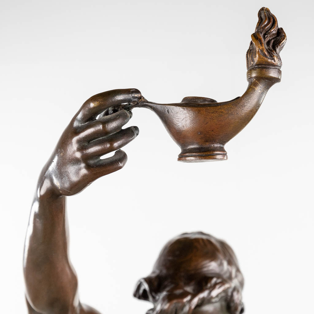 Marcel DÉBUT (1865-1933) ?Le Vainqueur? patinated bronze. (L: 40 x W: 30 x H: 91 cm)