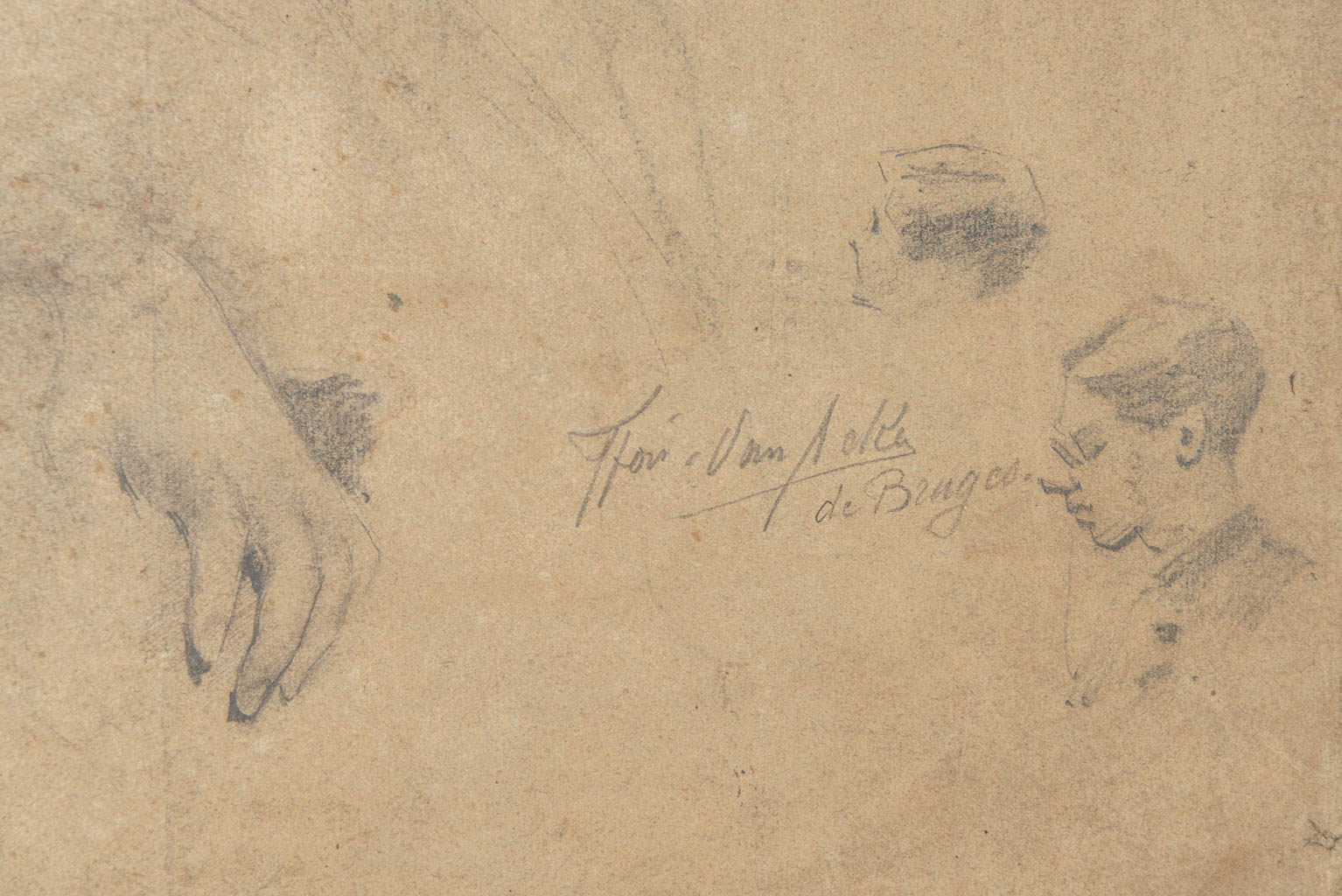 Flori Marie VAN ACKER (1858-1940) 'studie' een tekening, potlood op papier. (47 x 63 cm)