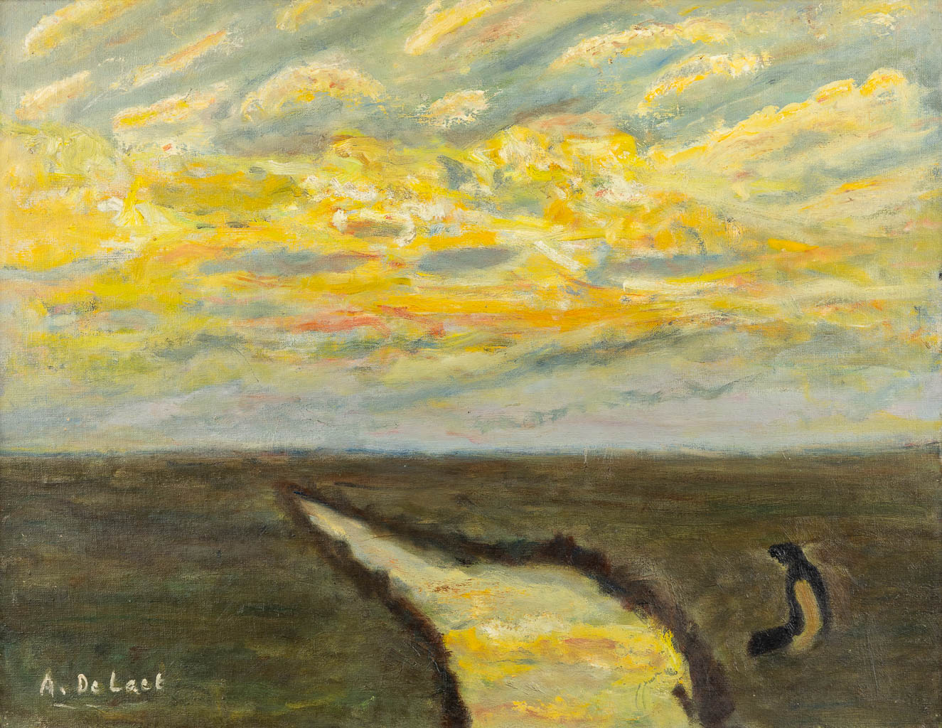 Aloïs DE LAET (1866-1949) 'De Rivier' olie op doek. (W:76 x H:59 cm)