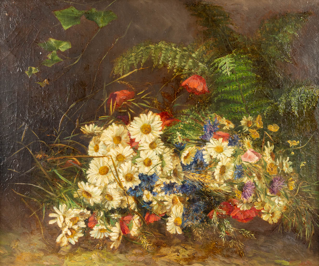 No signature found, a flower painting, oil on canvas. 20th century. (55 x 46 cm)