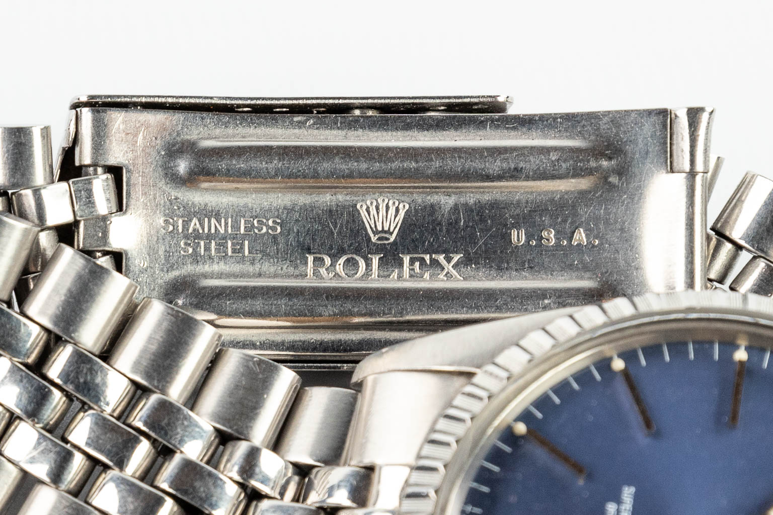 Een Rolex Oyster Perpetual Datejust herenhorloge met blauwe wijzerplaat 1978. 