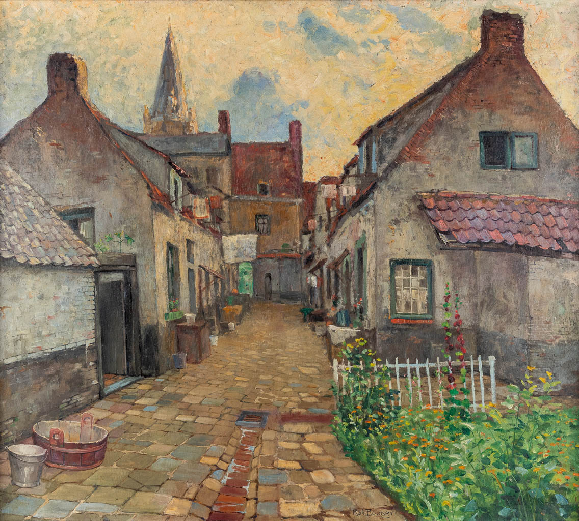Robert BOUDRY (1878-1961) 'Antwerpen 1928' olie op paneel. (W:90 x H:80 cm)